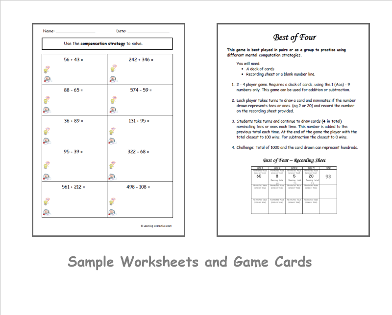 Mathematics – Compensation strategy for addition and subtraction – Year